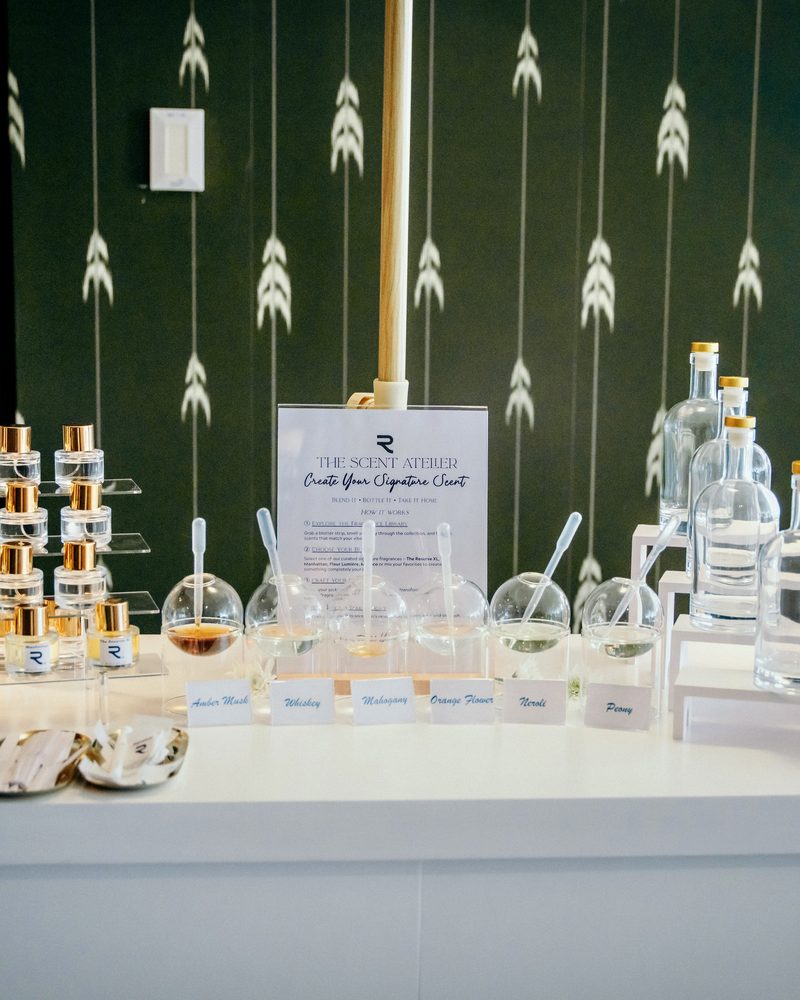 The full fragrance bar table set for guests