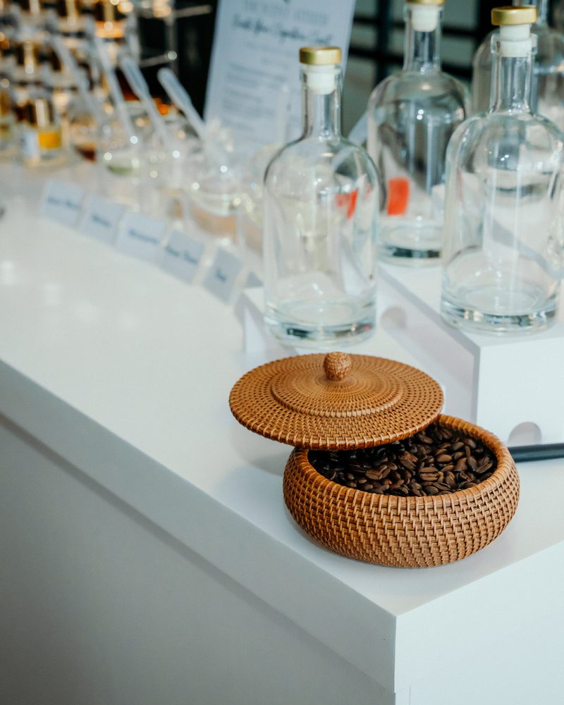 Detail of the bar with bottles and blending station